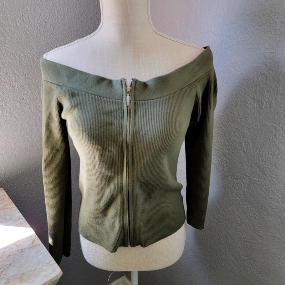 Off shoulder olive green sweater